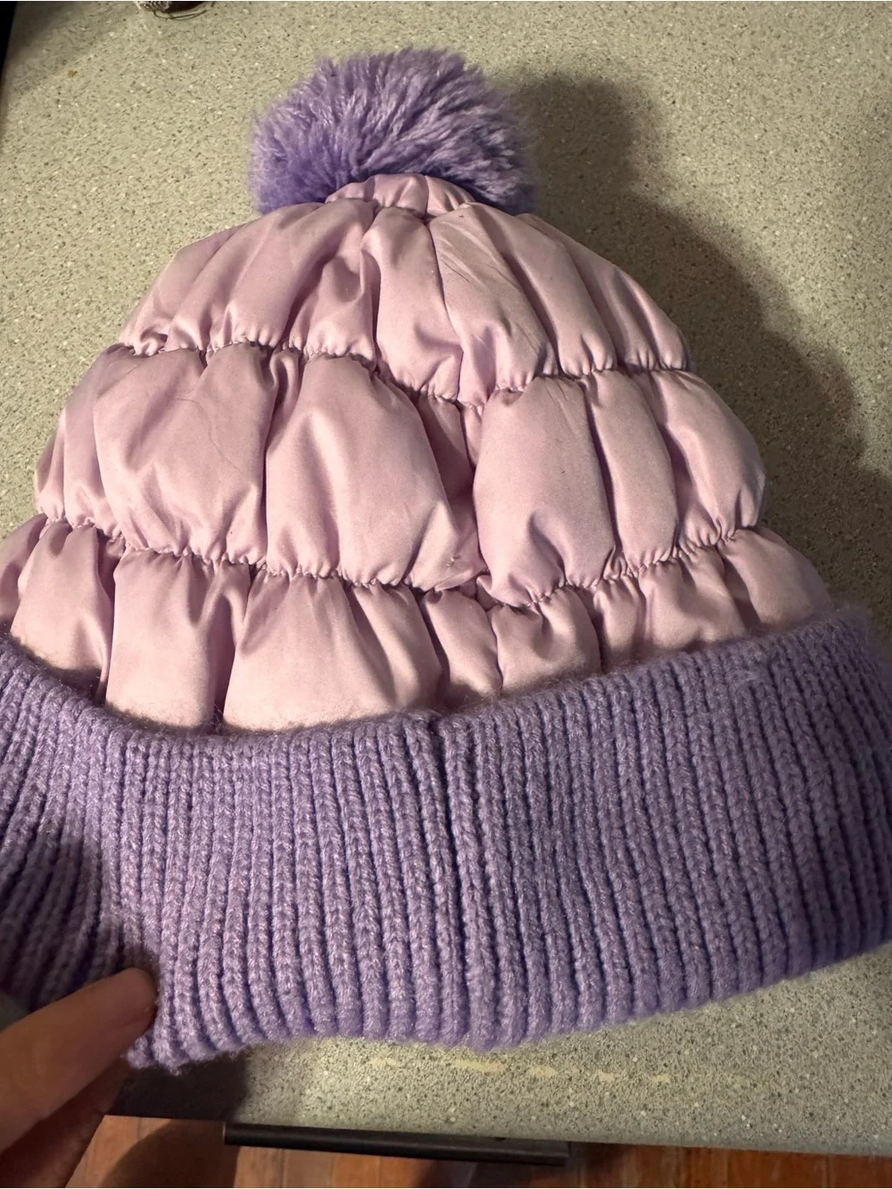 L.L. Bean Lavender and Lilac Pom Pom Kids Winter Beanie